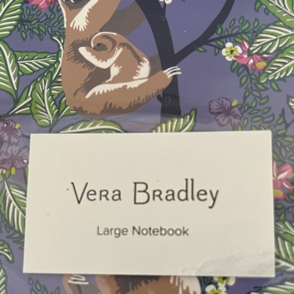 Vera Bradley Hanging Around Large Sloth Spiral Notebook w pocket insert NIP